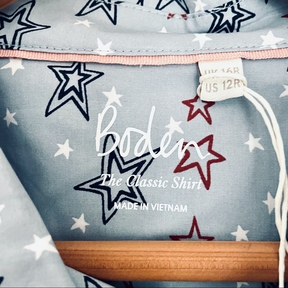 NWT Boden The Classic Shirt Top Cotton Buttondown Pebble Sketchy Star 12 - Picture 5 of 9